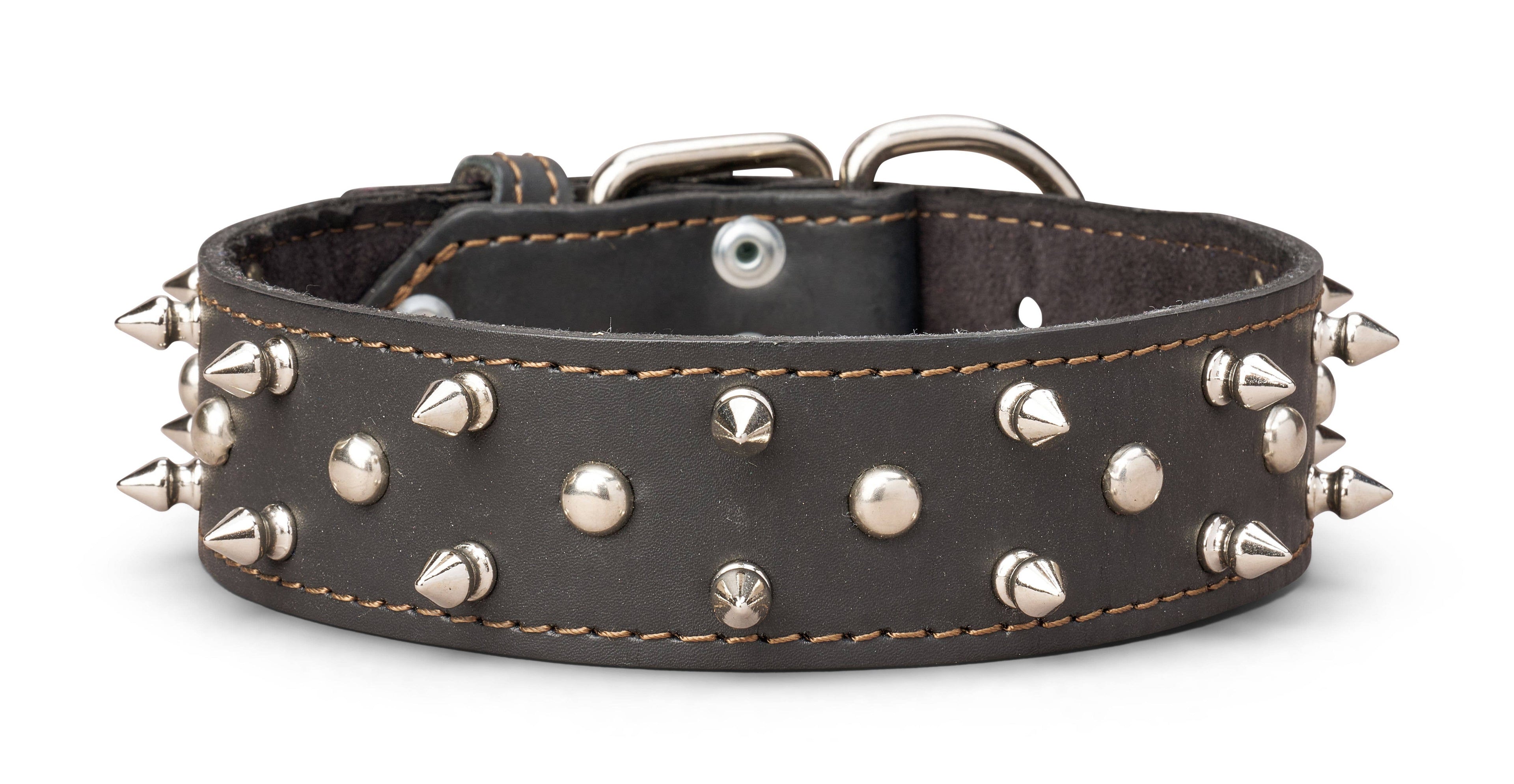 3/4 Inch Wide Spiked Leather Collars