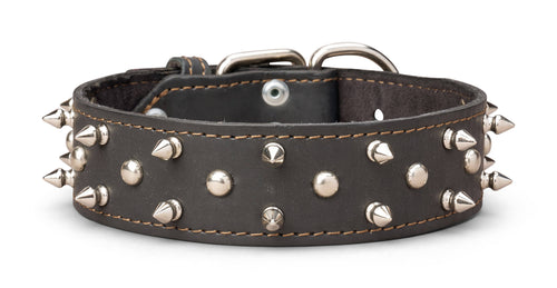 3/4 Inch Wide Spiked Leather Collars