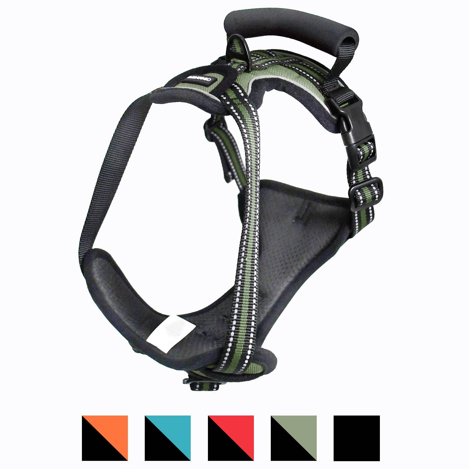 Goopaws Padded Reflective Pet Dog Harness, Lightweight Ripstop, Green