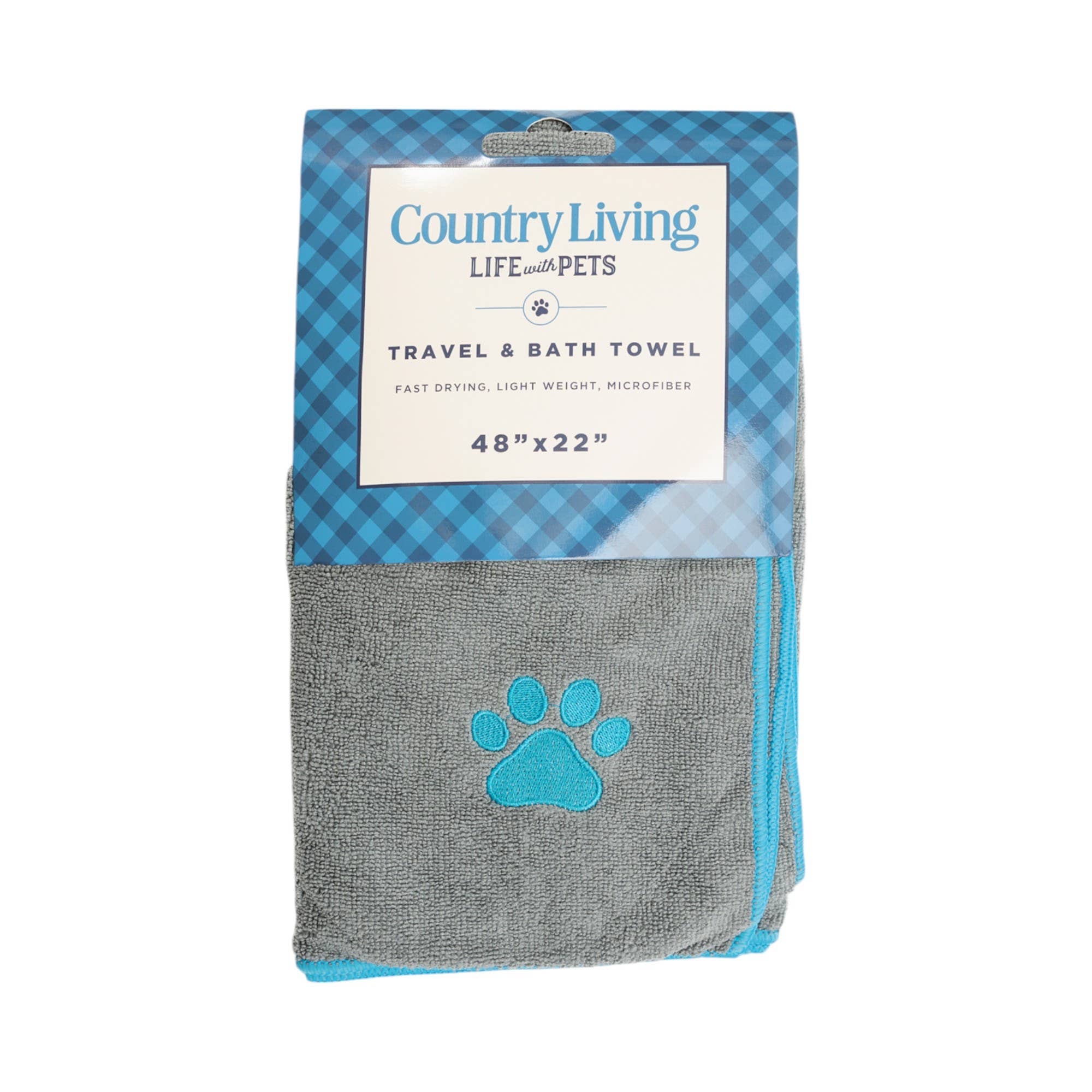 Quick Drying Microfiber Dog Bath Towel with Paw Print (Gray)