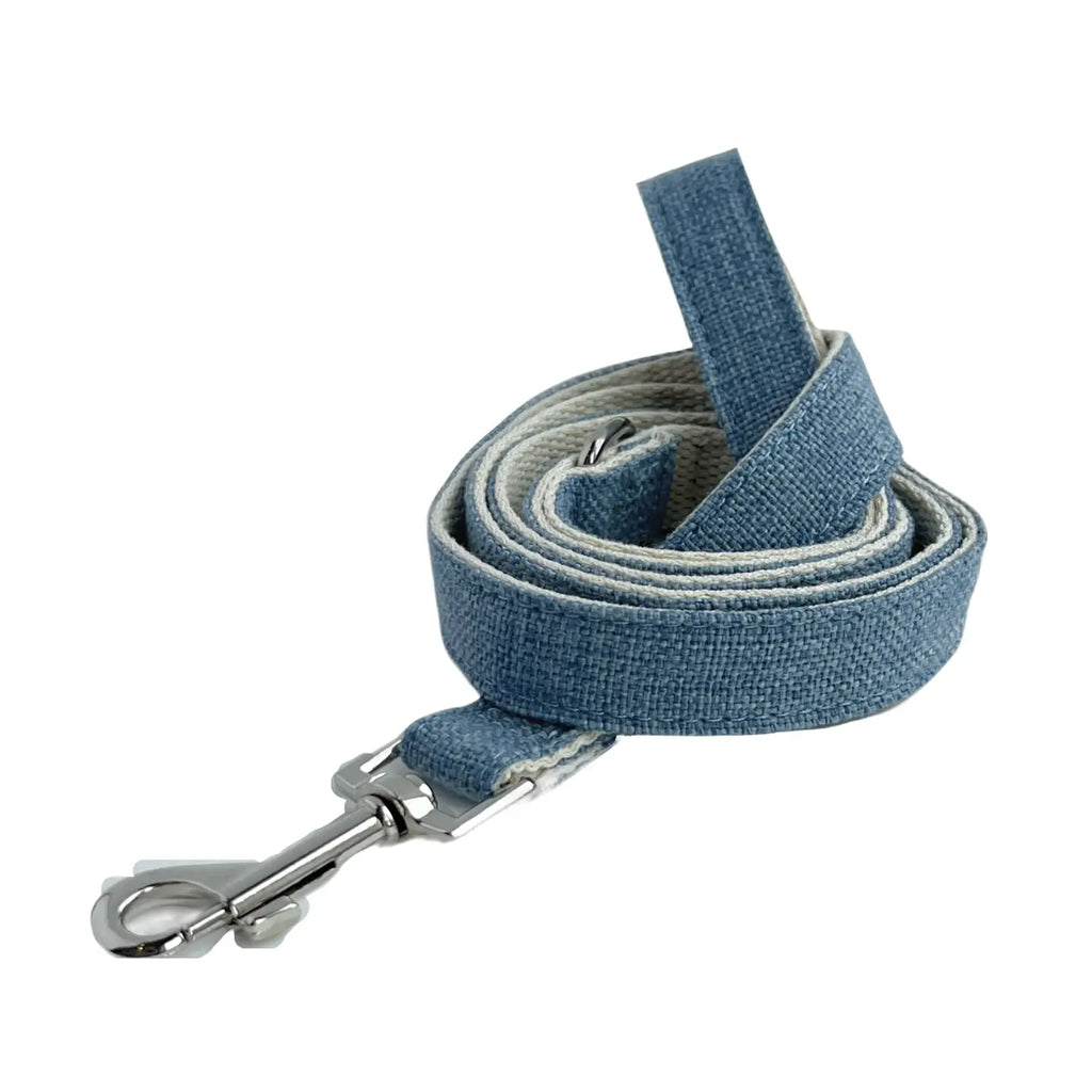 Organic Hemp 4 Foot Leash - Chambray Blue, large - 1" wide x 60" long image