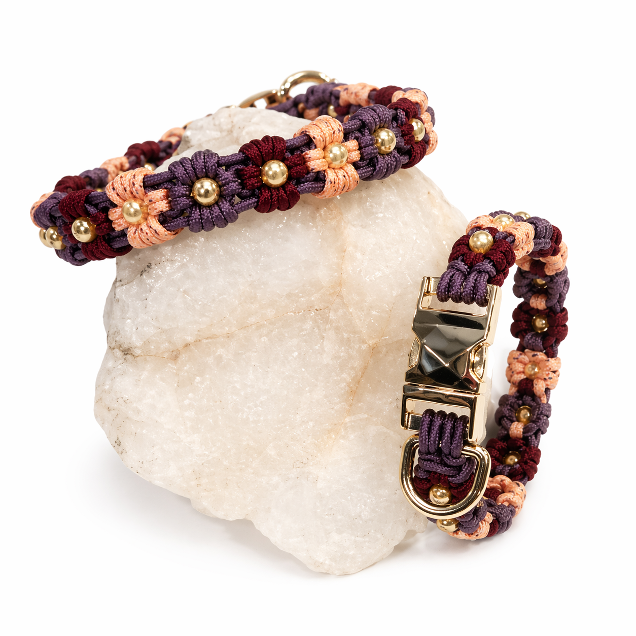 Maroon/Peach/Purple  Paracord Buckle Collar 2mm Dogs