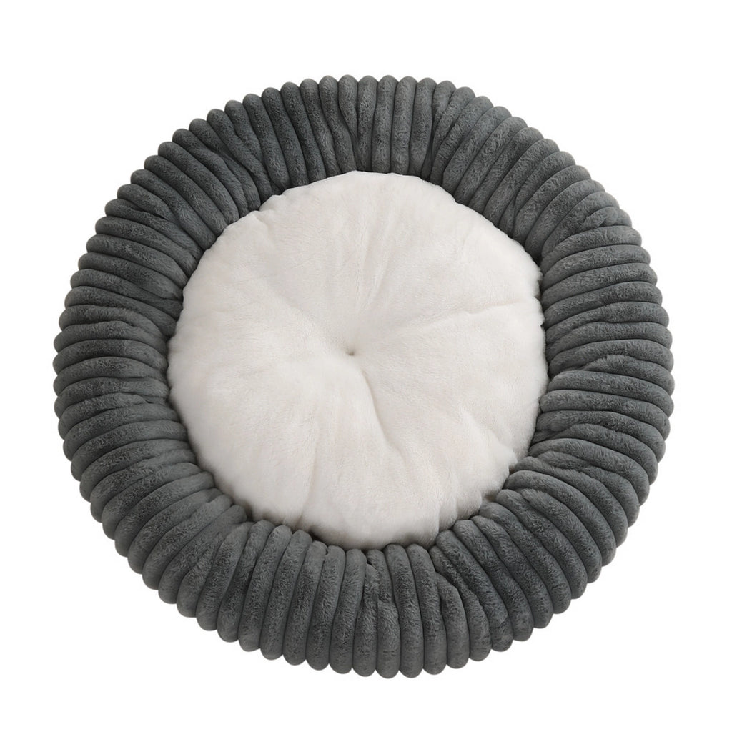 Soft faux fur calming dog bed with anti-slip bottom