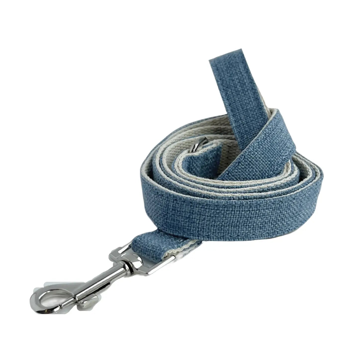 Organic Hemp 4 Foot Leash - Chambray Blue, small - 5/8" wide x 60" long image