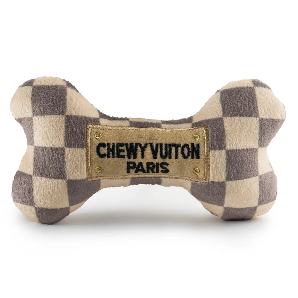 Checker Chewy Vuiton Bone Squeaker Dog Toy (Copy) image 2