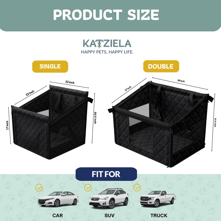 Katziela Quilted Waterproof Dog Back Seat Cover – Bench-Style Protector for Cars, SUVs & Trucks