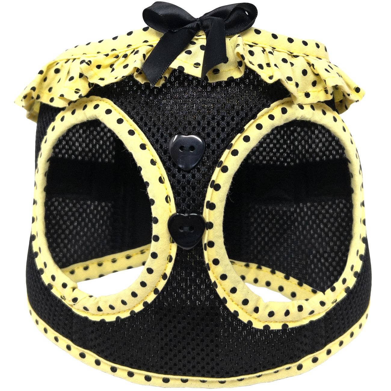 American River Polka Dot Dog Harness - Yellow & Black
