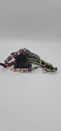 Purple/Green Paracord Leash with Rose Gold Flowers