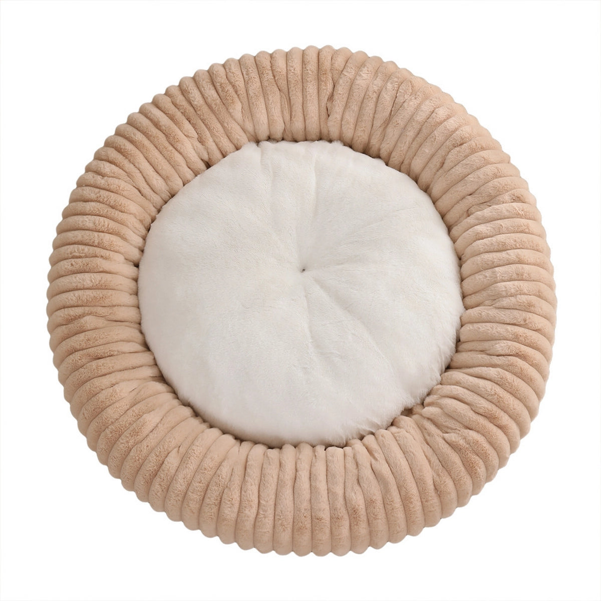 Soft faux fur calming dog bed with anti-slip bottom