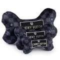 Black Checker Chewy Vuiton Bone Squeaker Dog Toy image 0