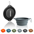 Goopaws 2 Pack Silicone Non-Skid Travel Dog and Cat Bowl - Black & Grey