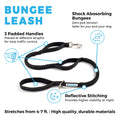 Shock Absorbing Bungee Leash w/ Three Padded Handles 4-6 ft.