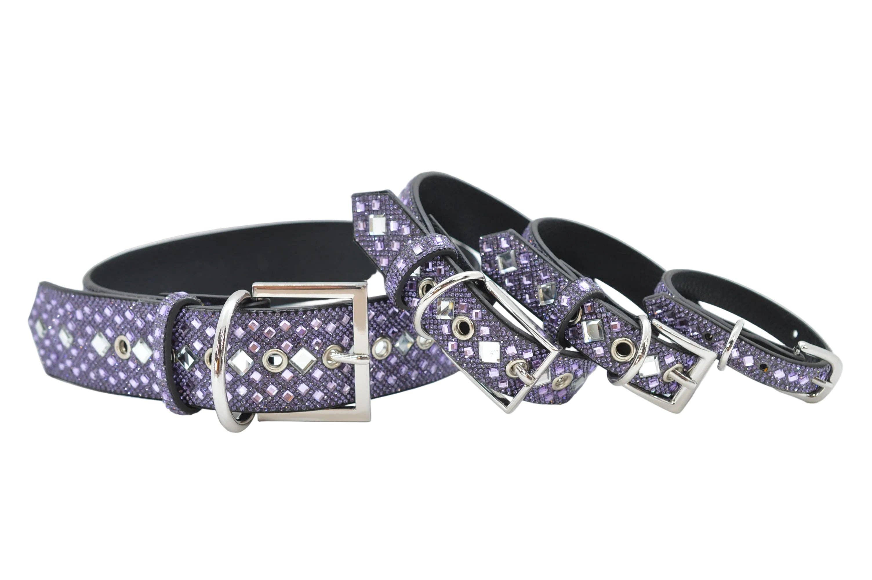 Purple Rhinestone Dog Collar