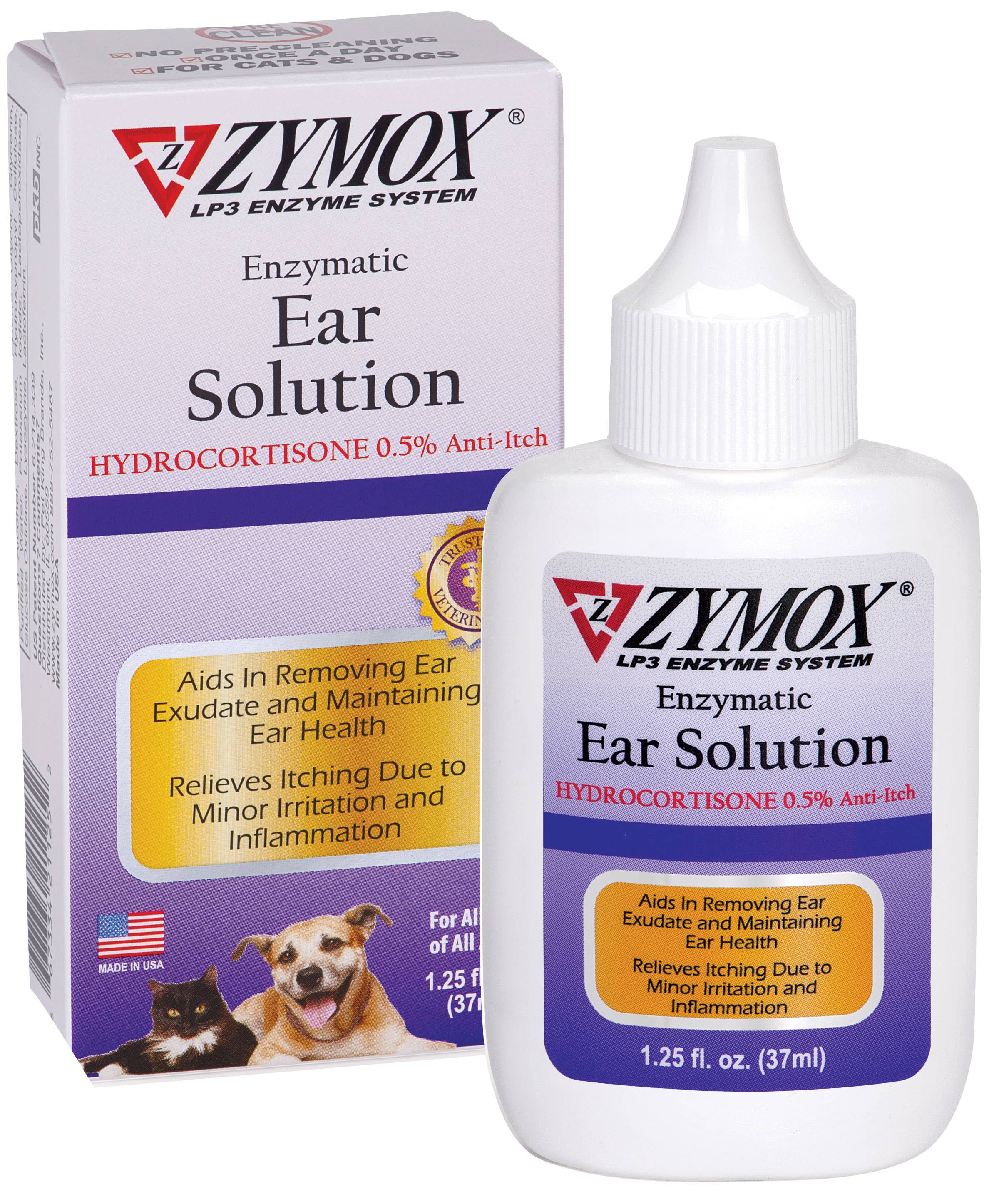 Zymox Ear Solution w/ .5% Hydrocortisone - 1.25 oz. Bottle