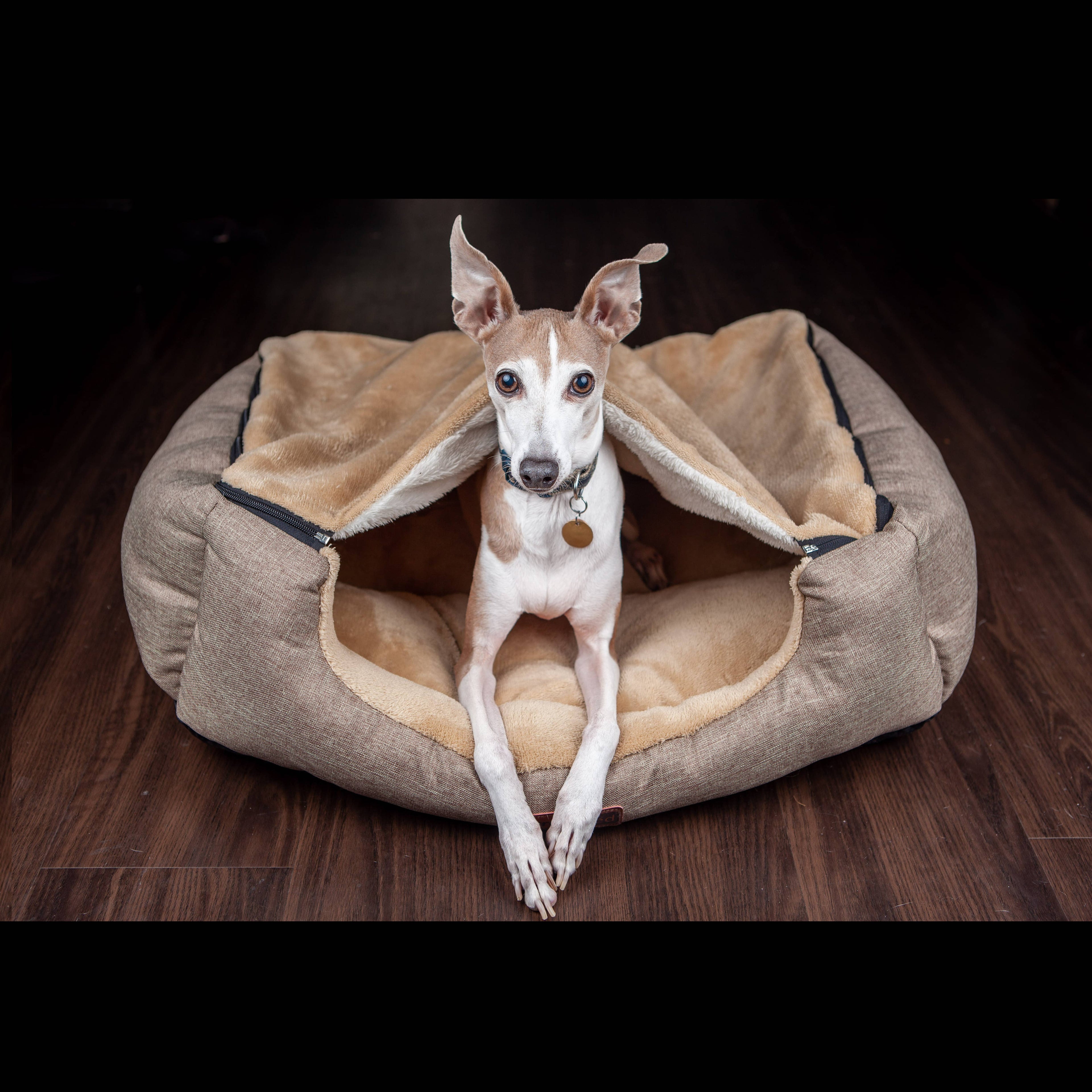 BurrowBed Reversible Dog Bed with Removable Blanket