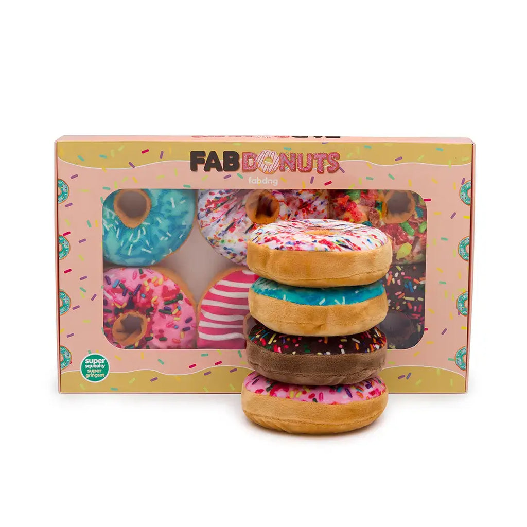 FabDonuts Box of Doughnuts Plush Squeaker Dog Toys – Set of 6 image 0