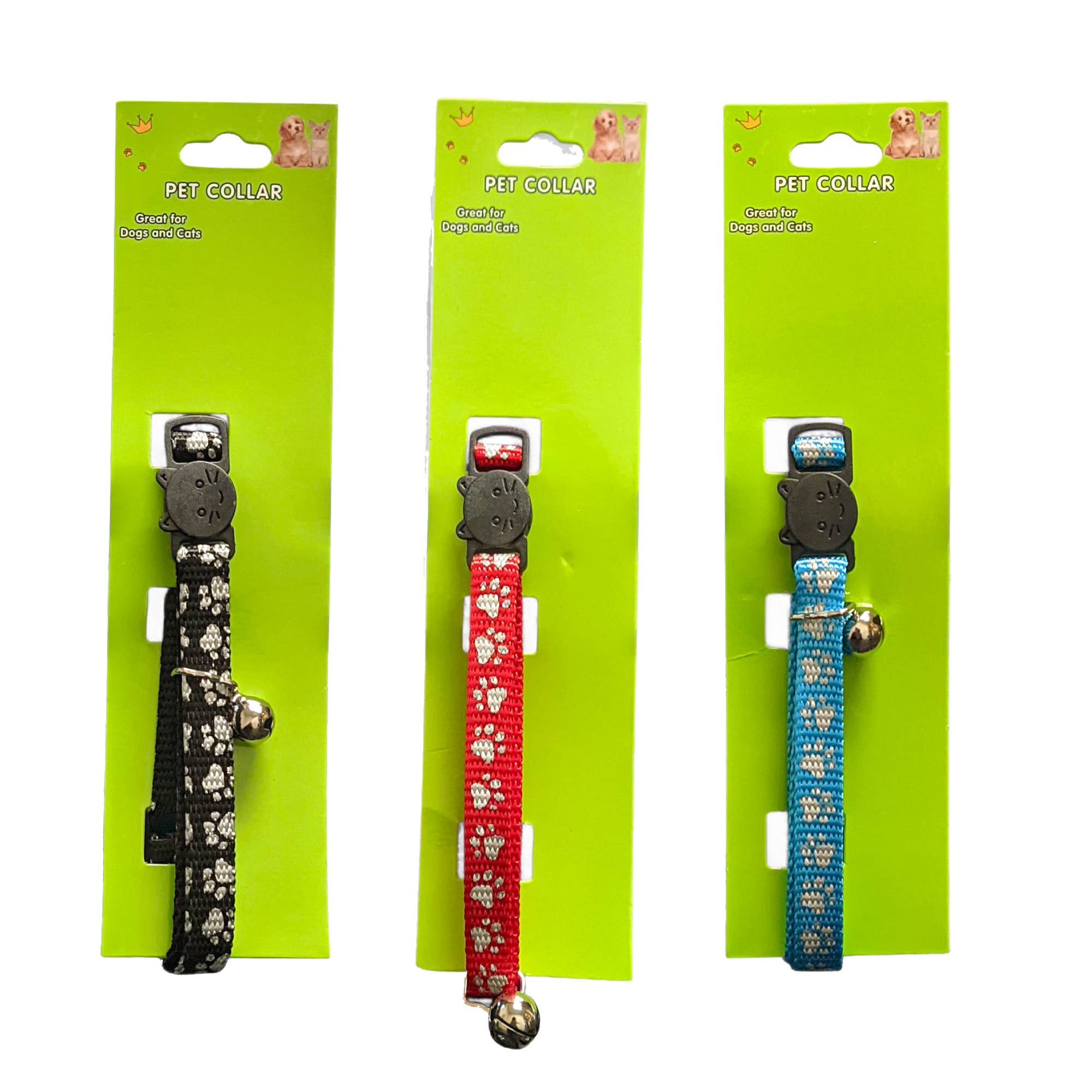 Pet   Small Adjustable Collar with Bell - Paw Print