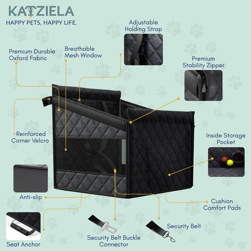 Katziela Quilted Waterproof Dog Back Seat Cover – Bench-Style Protector for Cars, SUVs & Trucks