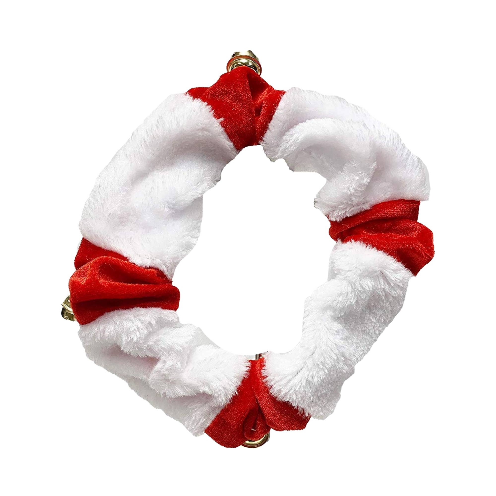 Midlee White/Red Christmas Plush Bell Collar