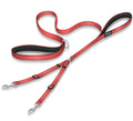 Small Reflective Double Dog Leash with Padded Handles - Red